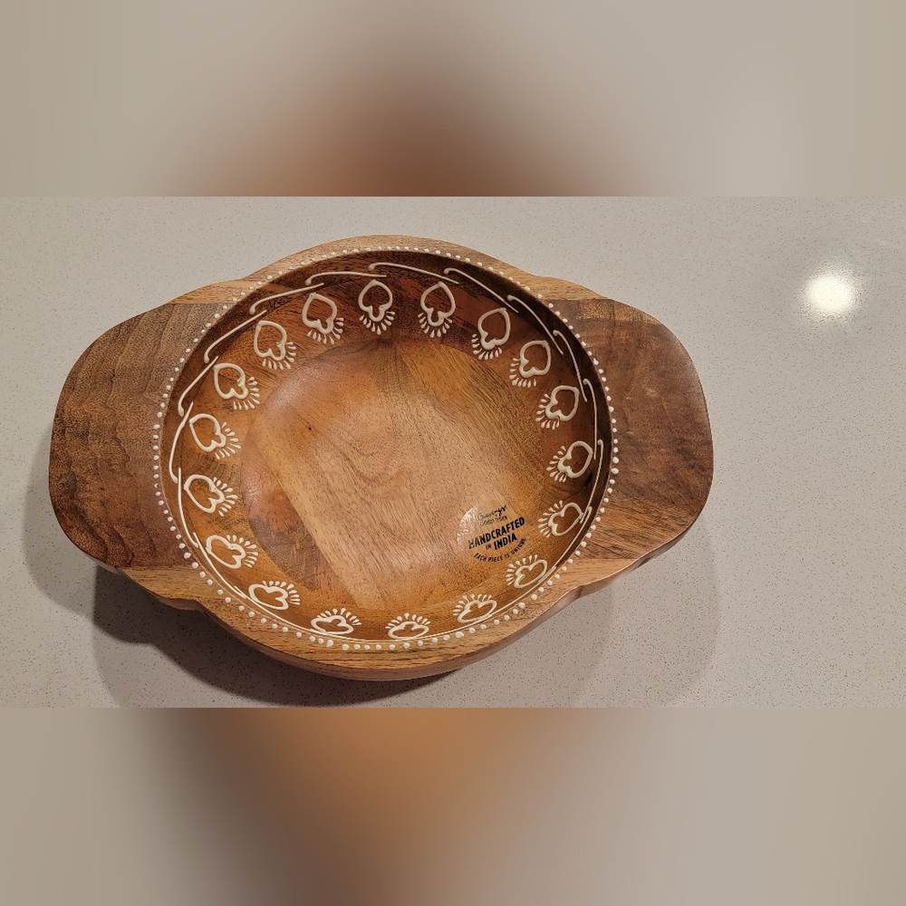 Cravings By Chrissy Teigen handcrafted Mango wood serving bowl, never used